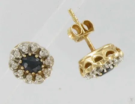 Timanttikorvakorut sinisafiireilla 20xn.0,01ct 585br paino 2,7g Vikt: 2,7 g