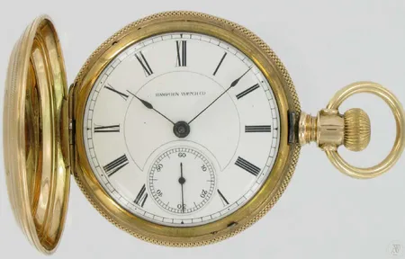 Kultataskukello Hampden Watch Co lafagette kaivertamaton, koneiston nro.234654  15, rungon nro.P9925, 585 paino 130g
