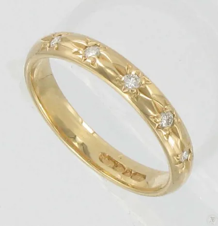 Timanttisormus 5xn.0,02ct kaivertamaton koko 17, 585 paino 2,7g Vikt: 2,7 g