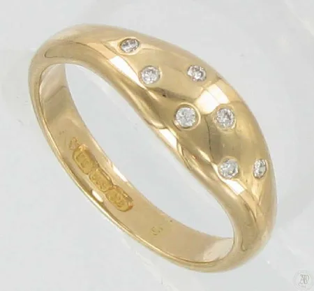 Timanttisormus 7xn.0,01ct kaivertamaton koko 16¾, 585 paino 3,6g Vikt: 3,6 g