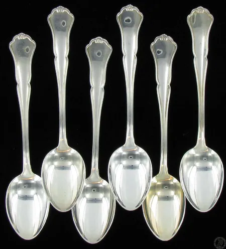 6 Kahvilusikkaa chippendale kaivertamattomia 830 paino 74,0g