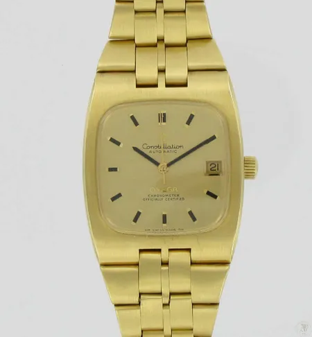 Miesten kultarannekello Omega Constellation, chronometer, automatic, 750br, paino 137,8g Vikt: 137,8 g