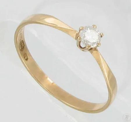 Timanttisormus 1xn.0.14ct, koko 17½, kaivertamaton, 585, 0,9g Vikt: 0,9 g