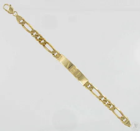 Figaro ranneketju laatalla, kaiverrettu, pituus 20,5cm, 585, paino 30,9g Vikt: 30,9 g