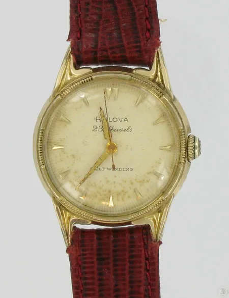 Miesten rannekello Bulova 23 jewels, self-winding, kulunut, nahkaranneke