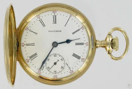 Kultainen taskukello Waltham, 15-kivinen, kaivertamaton, taulu viallinen, 585br, paino 96,5g Vikt: 96,5 g