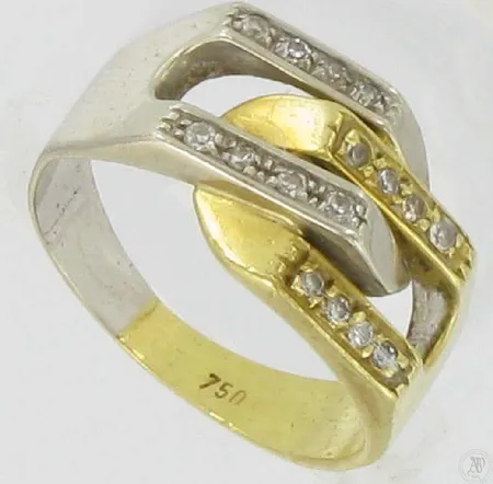 Timanttisormus 2-väri 16xn.0,005ct kaivertamaton koko 15¾ 750 paino 5,2g Vikt: 5,2 g