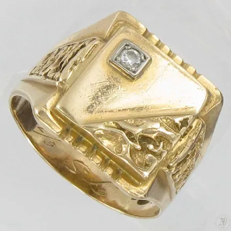 Timanttisormus kaiverrettu 1xn.0,05ct koko 20¼,  585 paino 7,4g Vikt: 7,4 g