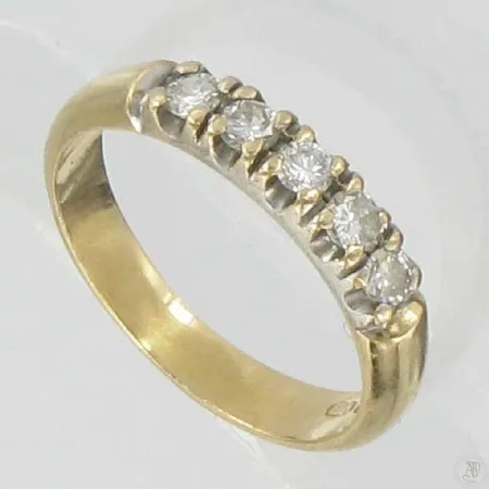 Timanttisormus 5xn.0.05ct, kaivertamaton, koko 14¾, 585, paino 2,2g Vikt: 2,2 g