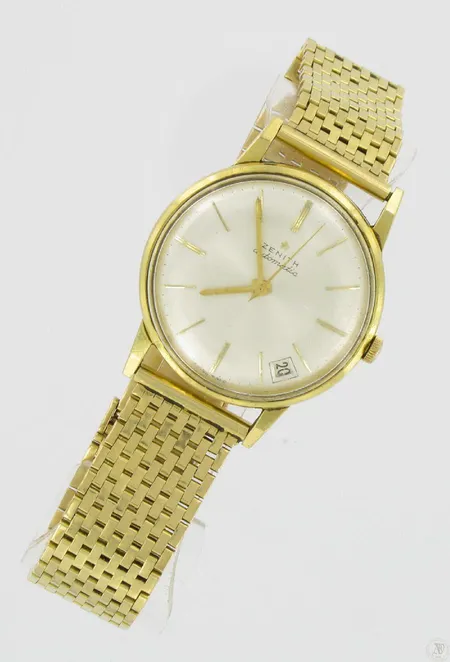 Miesten kultarannekello kultarannekkeeella Zenith automatic seals twice 287 A 792, lasissa naarmuja, 585br, paino 80,8g Vikt: 80,8 g