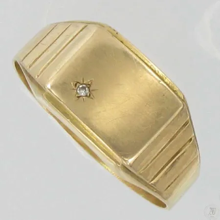 Kantasormus timantilla, 1xn.0.01ct, koko 22, kaivertamaton, 585, paino 3,6g Vikt: 3,6 g