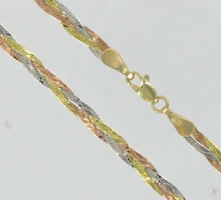 Punottukaulaketju, pituus 45,0cm, 585, paino 5,4g Vikt: 5,4 g