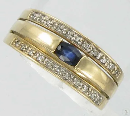 Sinisafiirisormus timanteilla 22xn.0.005ct, kaivertamaton, koko 18, 585br, paino 3,3g Vikt: 3,3 g