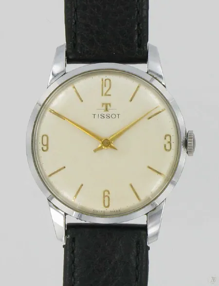 Teräsrannekello Tissot nahkarannekkeella, mekaaninen, kaiverrettu