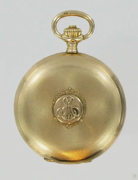 Kultakaulakello J. Rauschenbach Schaffhouse, monogrammi ja kaiverrettu, 56br, paino 27,1g Vikt: 27,1 g