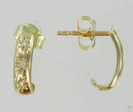 Timanttikorvakorut 6xn.0.005ct, 585, paino 1,9g Vikt: 1,9 g