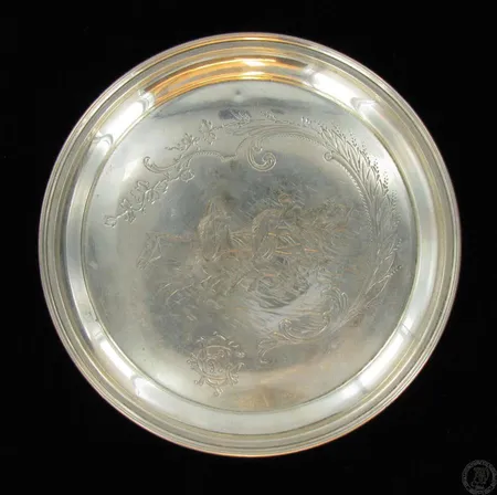 Koristeellinen lautanen, monogrammi kaiverrus, Venäjä, valmistettu 1893, 84, paino 143,9g Vikt: 143,9 g