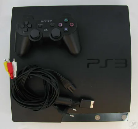 Playstation 3, cech-2004B, ohjain, liitäntäkaapeli ja virtajohto