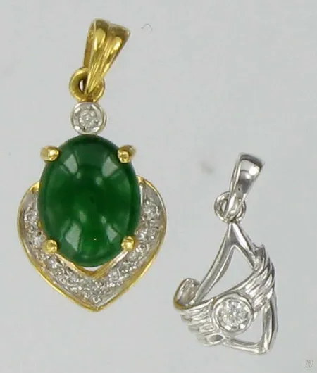 2 Timanttiriipusta 1xn.0,02ct, 10xn.0,01ct 750 ja 750vk paino 3,6g Vikt: 3,6 g