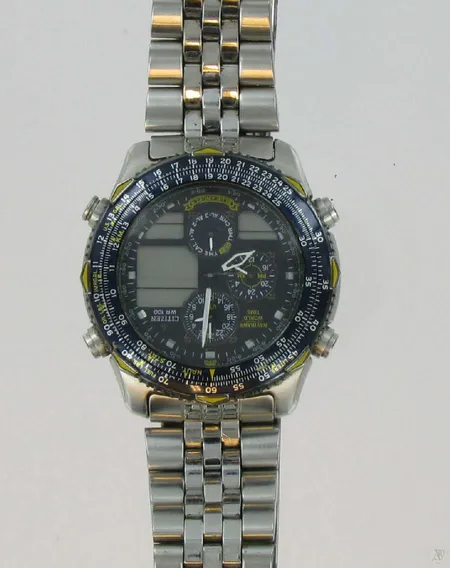 Teräsrannekello Citizen, Nawihawk Blue Angels, quartz, lasi viallinen, ei käy