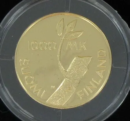 Kultaraha 1000mk suomi-80v. 900 paino 8,64g Vikt: 8,6 g