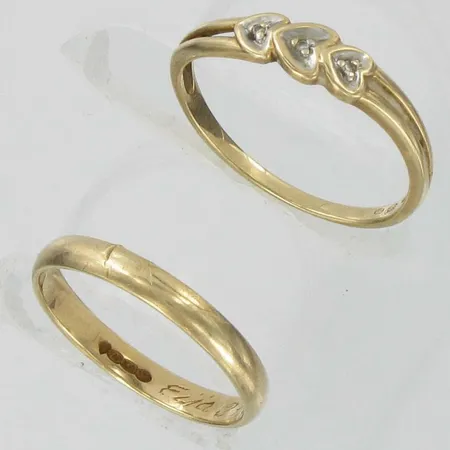 Sileä sormus viallinen, timanttisormus 3xn.0.005ct kaivertamaton koko 18½, 585 paino 3,7g Vikt: 3,7 g