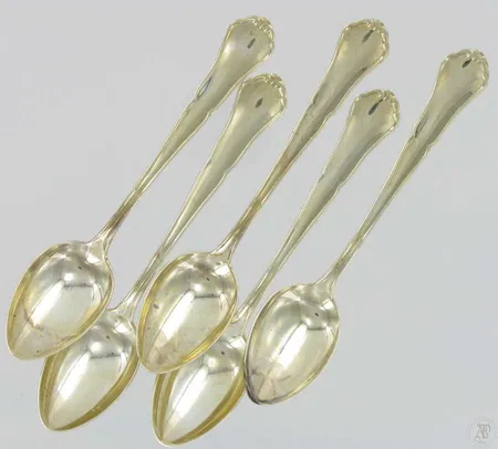 5 Kahvilusikkaa Chippendale, kaivertamattomia, 830, paino 97,0g Vikt: 97   g