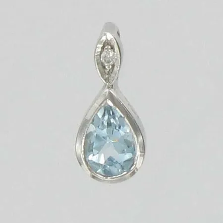 Akvamariiniriipus timantilla 1xn.0,01ct 585vk paino 1,2g Vikt: 1,2 g