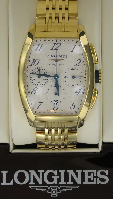 Kultarannekello Longines Evidenza automatic L2.643.6 kultarannekkeella, 750 paino 201,2g Vikt: 201,2 g