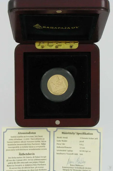 Kultaraha suomen viimeinen markka 2001
