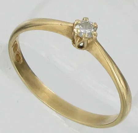 Timanttisormus 1xn.10ct, koko 18¼, kaivertamaton, 585, paino 1,6g Vikt: 1,6 g