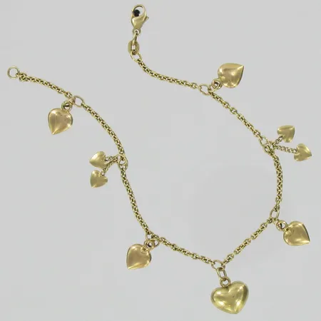 Ranneketju sydänmaskoteilla, pituus 19cm, 585, paino 5,8g Vikt: 5,8 g