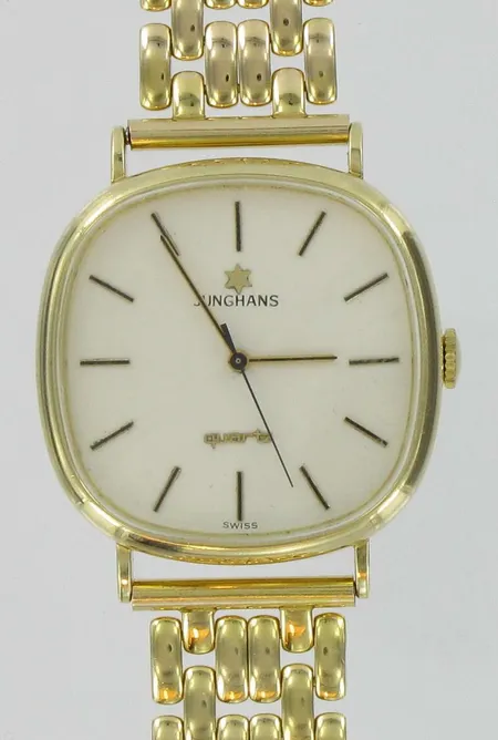 Miesten kultarannekello Junghans quartz 585br paino 75,2g, kaivertamaton, lasi naarmuilla Vikt: 75,2 g
