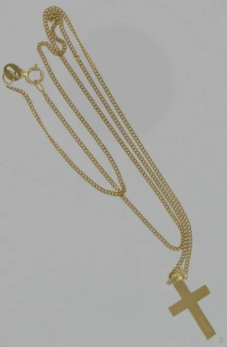 Panssarikaulaketju, pituus 42,0cm, Ristiriipus, 585, paino 2,7g Vikt: 2,7 g