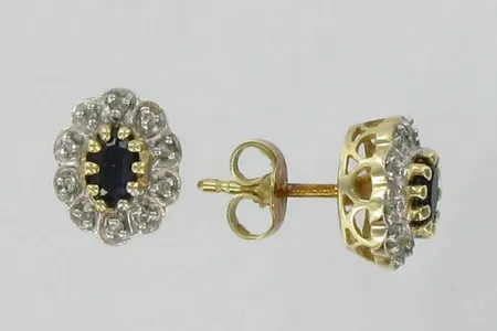 Sinisafiirikorvakorut timanteilla 20xn.0.005ct, 585br, paino 3,0g Vikt: 3   g
