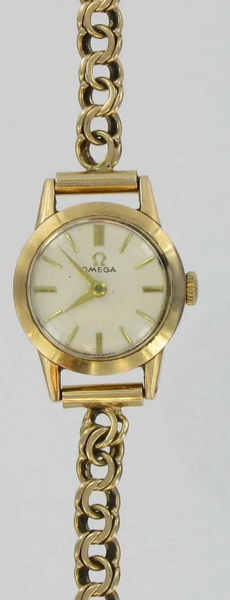 Naisten kultarannekello Omega kultarannekkeella, mekaaninen, pituus 20,5cm, 585br, paino  19,5g Vikt: 19,5 g