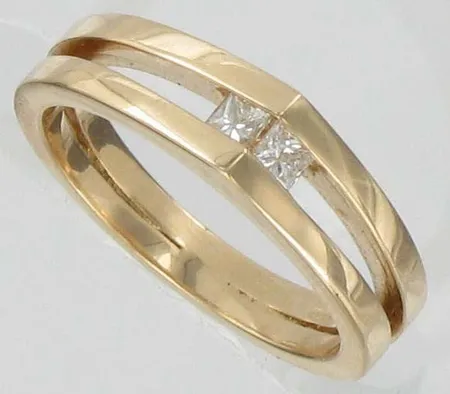 Timanttisormus 2xn.0.05ct princess, kaivertamaton, koko 17¼, 585, paino 4,9g Vikt: 4,9 g