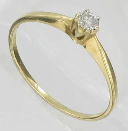 Timanttisormus 1xn.0.10ct, kaivertamaton, koko 17½, 585, paino 1,2g Vikt: 1,2 g