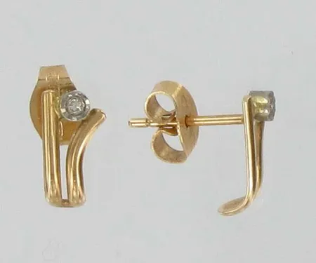 Timanttikorvakorut 2xn.0.005ct, 585, paino 1,1g Vikt: 1,1 g