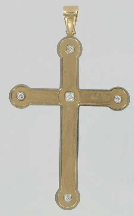 Ristiriipus timanteilla 1xn.0.14ct 4xn.0.05ct, korkeus 7,4cm, 585, 10,2g Vikt: 10,2 g