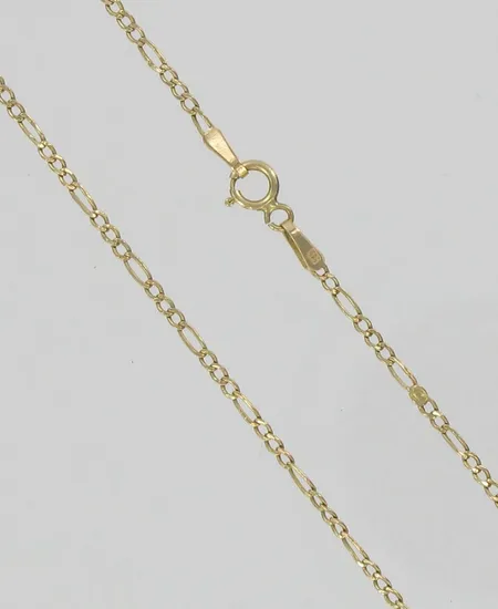 Figarokaulaketju, pituus 46,0cm, 585, paino 1,2g Vikt: 1,2 g