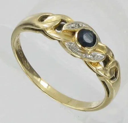Kivisormus timanteilla 2xn.0.005ct, kaivertamaton, koko 17½, 585br, paino 2,2g Vikt: 2,2 g