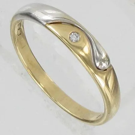 Timanttisormus 2-väri 1xn.0.01ct, kaivertamaton, koko 18, 585, paino 2,2g Vikt: 2,2 g