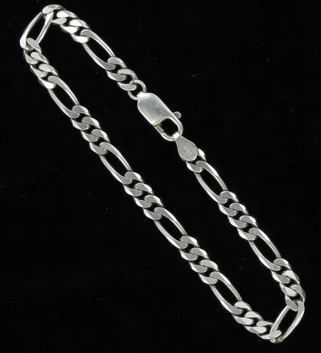 Figaroranneketju, pituus 19,0cm, 925, paino 7,1g Vikt: 7,1 g