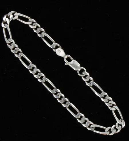 Figaroranneketju, pituus 19,0cm, 925, paino 7,3g Vikt: 7,3 g