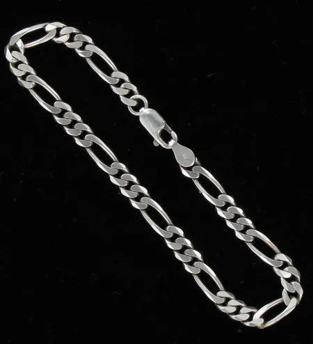 Figaroranneketju, pituus 19,0cm, 925, paino 6,8g Vikt: 6,8 g