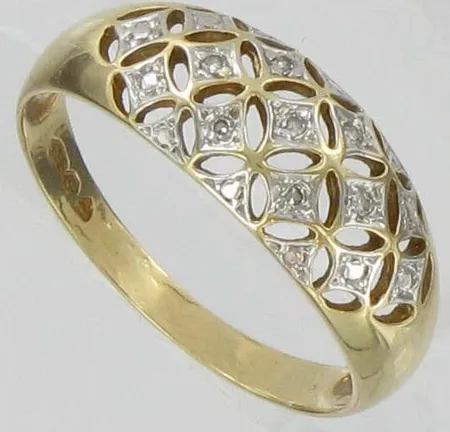 Timanttisormus 7xn.0.005ct, kaivertamaton koko 18½, 585, paino 2,6g Vikt: 2,6 g