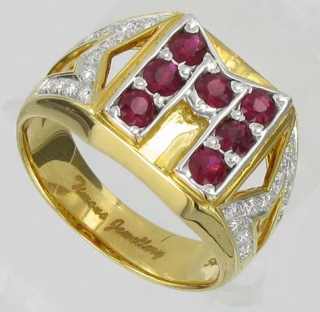 Timanttisormus rubiineilla 22xn.0.03ct, kaivertamaton, koko 21, 585br, paino 11,6g Vikt: 11,6 g