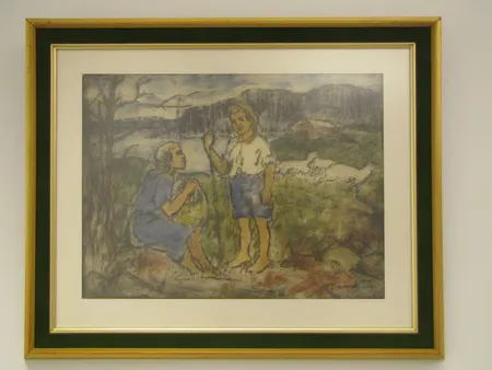 Värietsaus Paimenpoika sign. J. Ruokokoski 1925, 29x38cm. Ainoastaan nouto myymälästä!