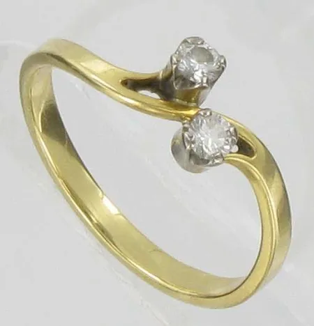 Timanttisormus 2xn.0.07ct, kaivertamaton, koko 17, 750, paino 2,2g Vikt: 2,2 g
